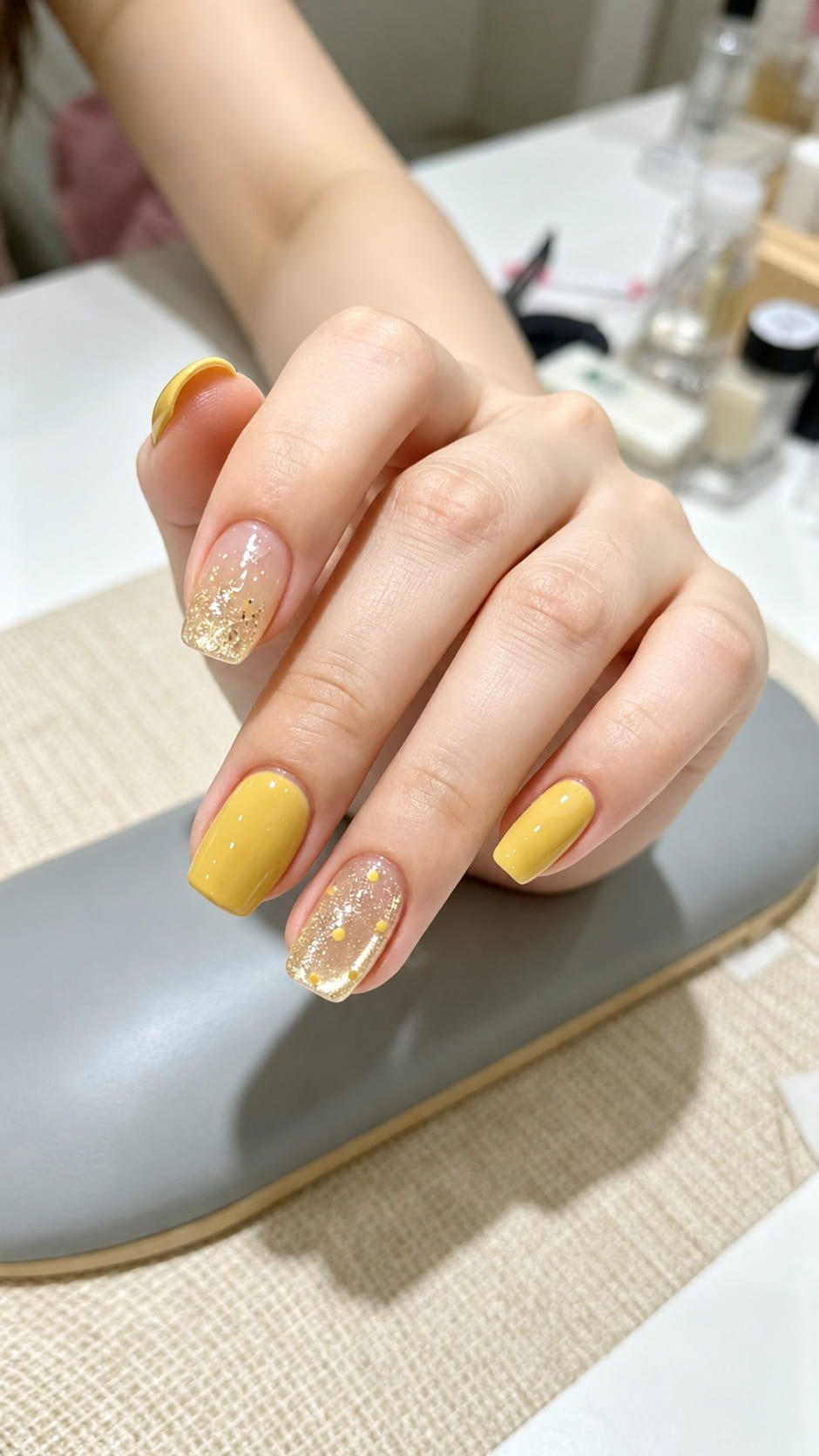 August Nails Golden Lemon Glitter