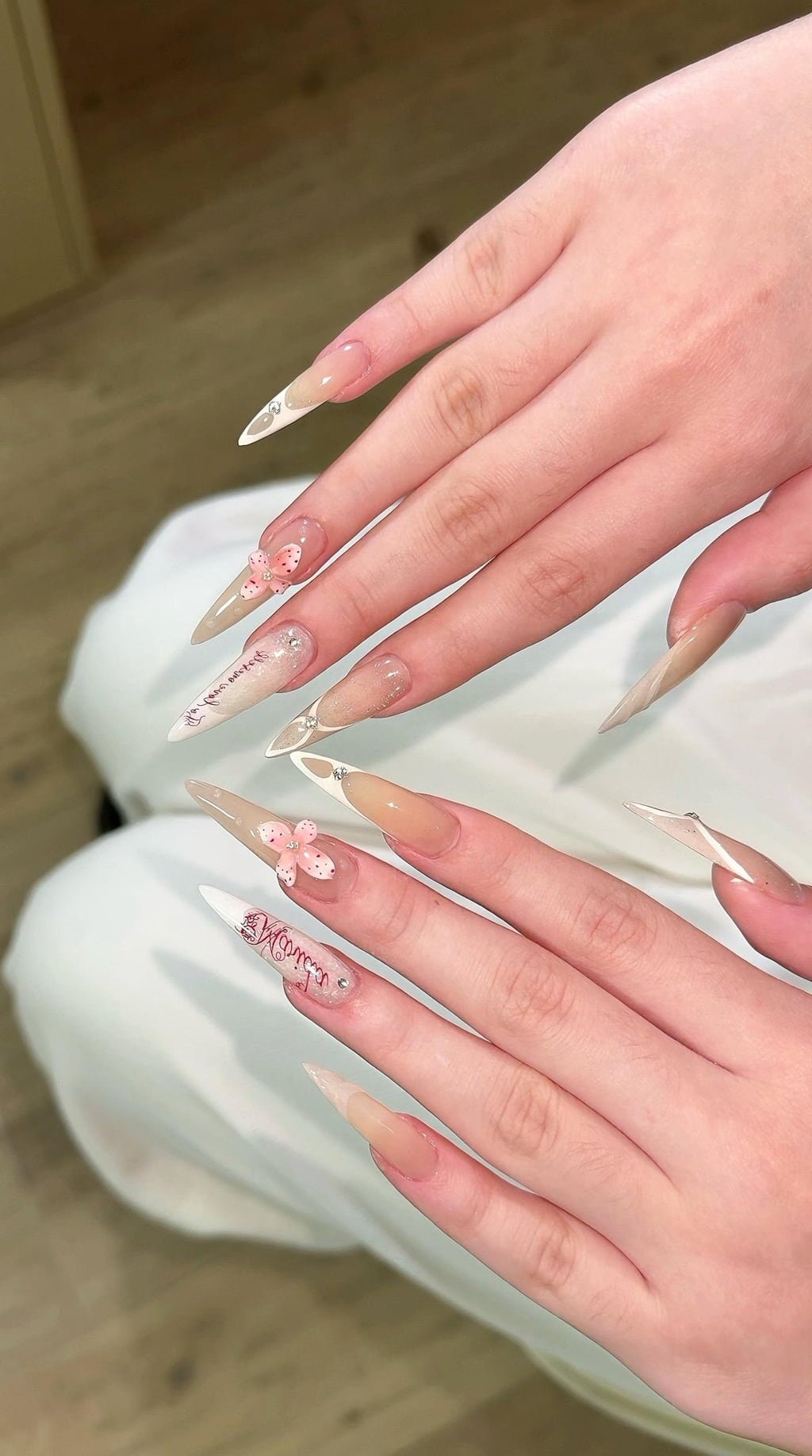 Blush Butterfly French Beachy Nail Design