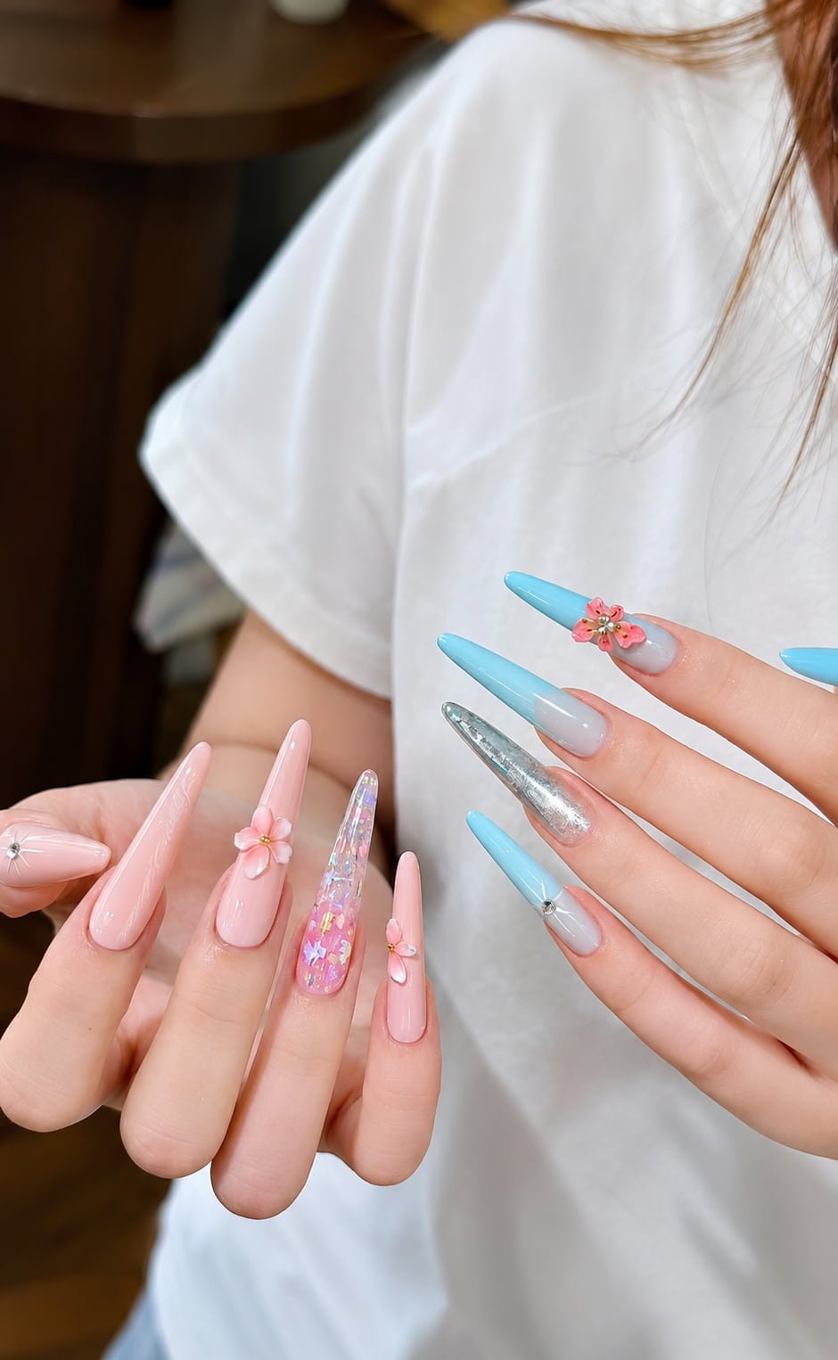 Blush Butterfly French Beachy Nail Design