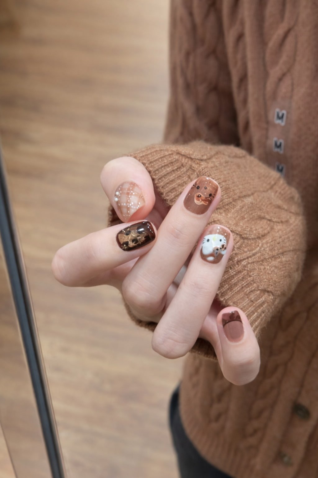 Brown Teddy Hello Kitty Nail