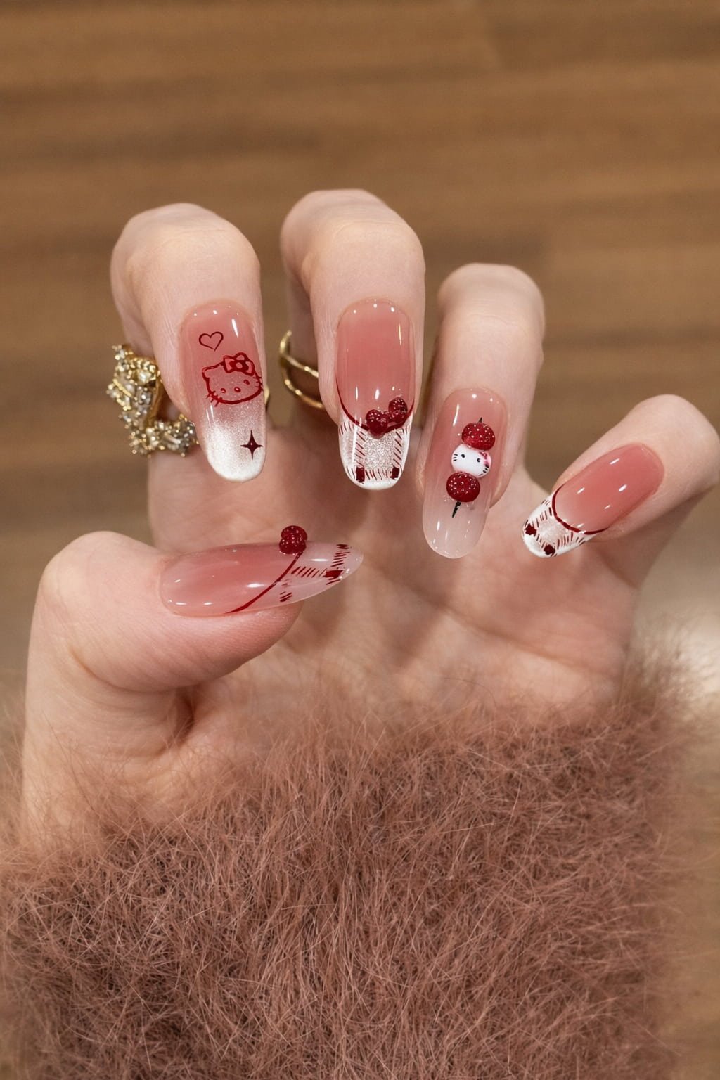 Cherry Red Hello Kitty Nail