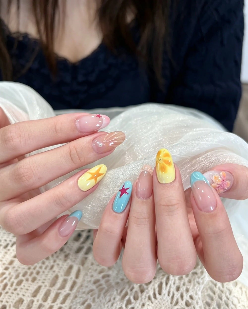 Colorful Starfish Beachy Nail Design