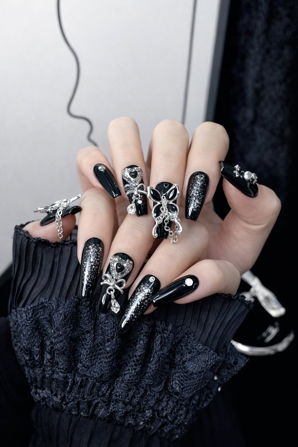 Gothic Bow Charm Y2K Nail