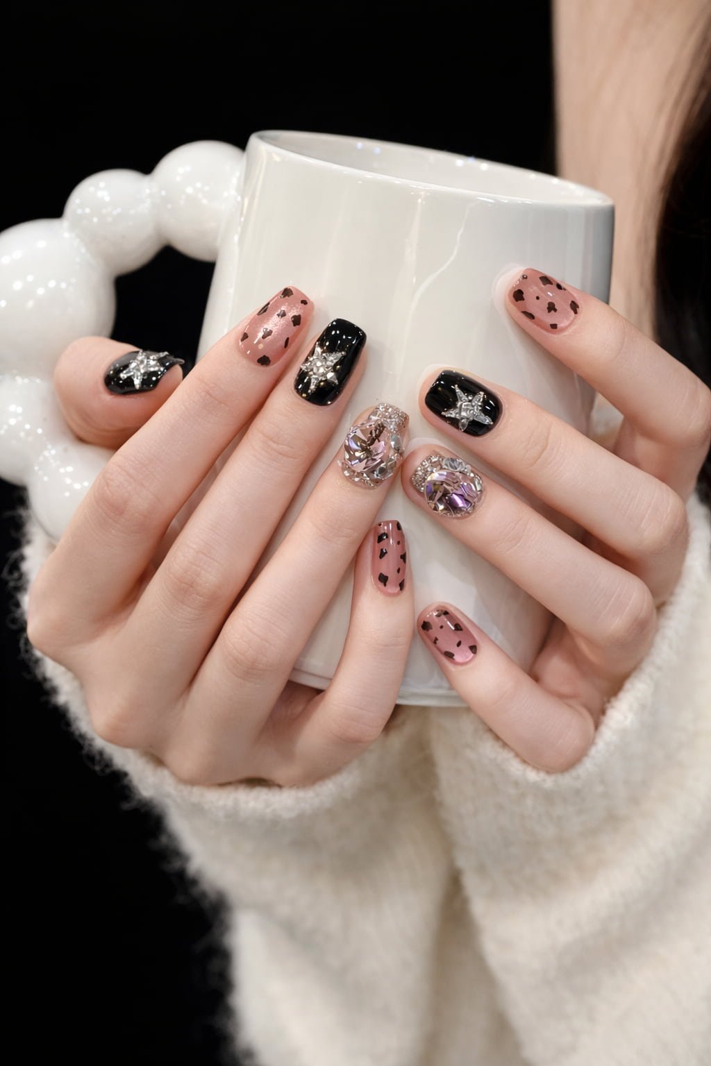 Leopard Crystal Y2K Nail
