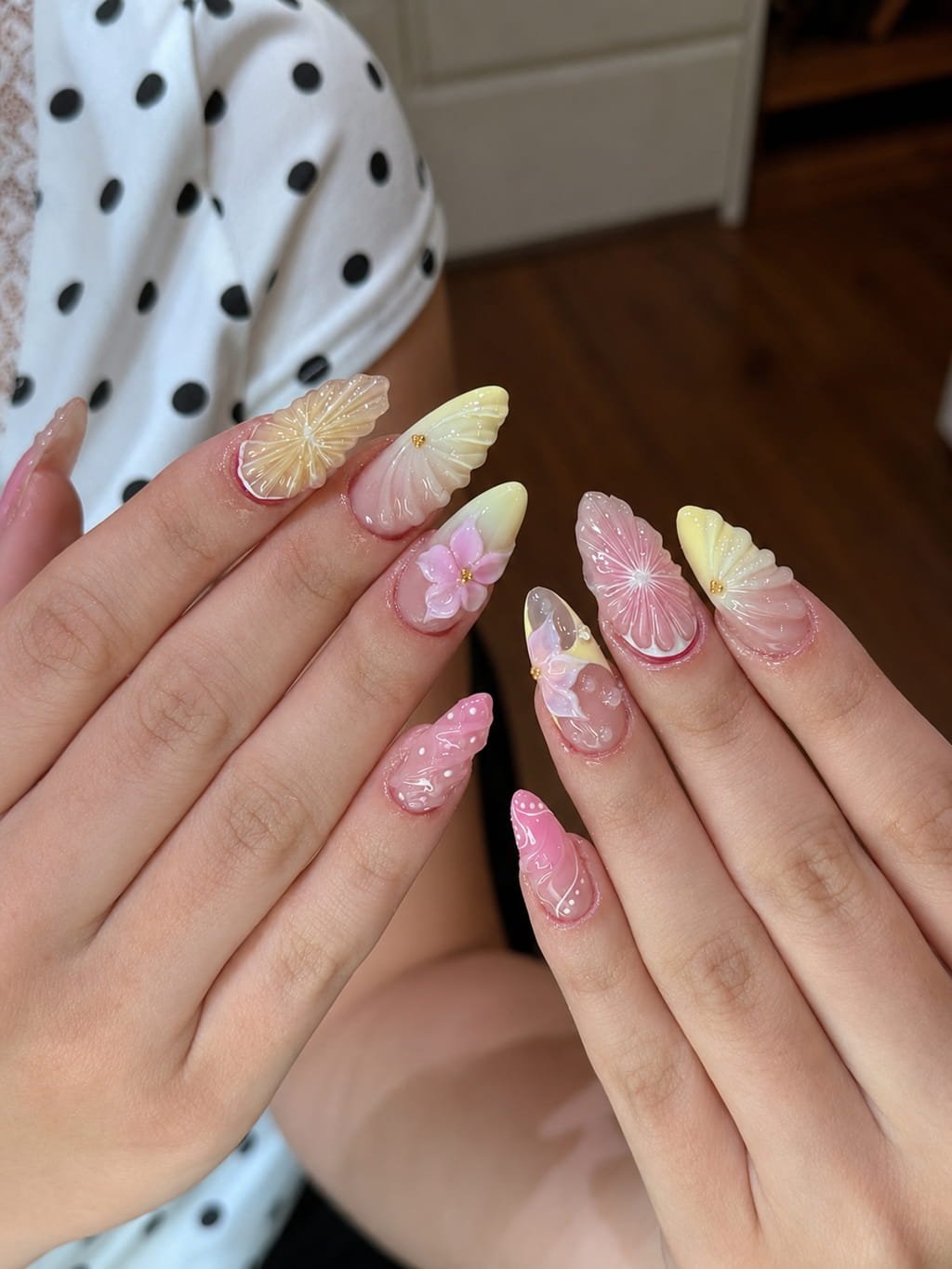 Mint Plaid Floral Beachy Nail Art