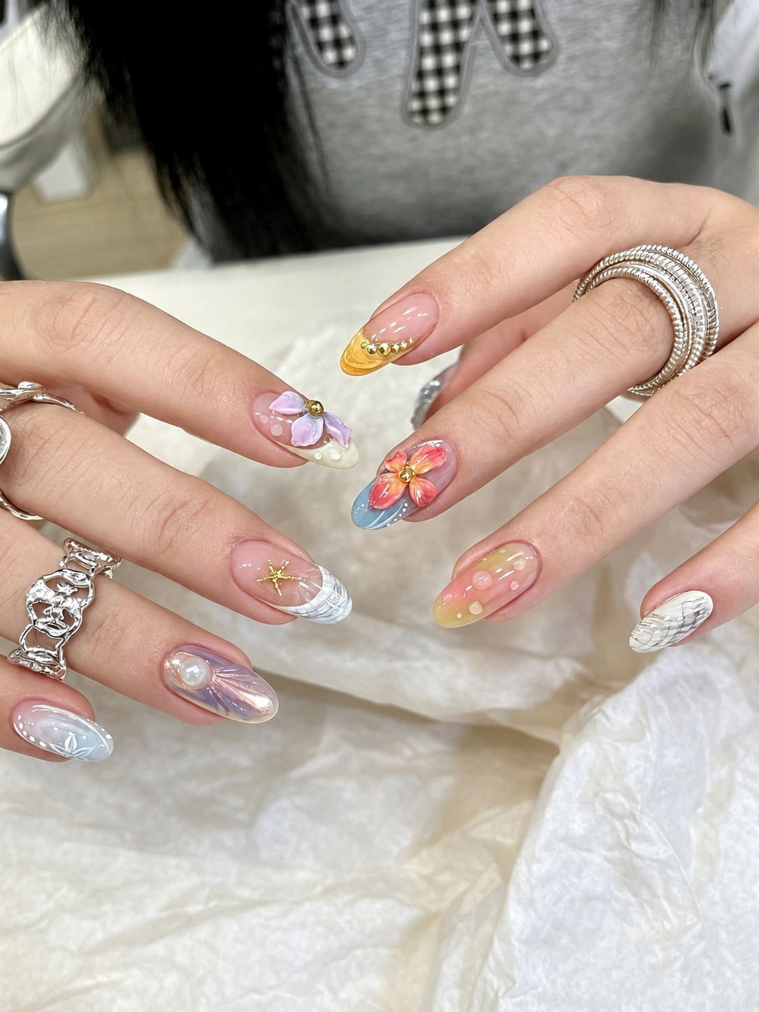 Pastel Mermaid Beachy Nail Design
