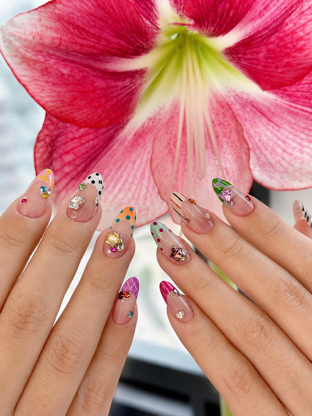 Pastel Tropical Blossom Beachy Nail Art