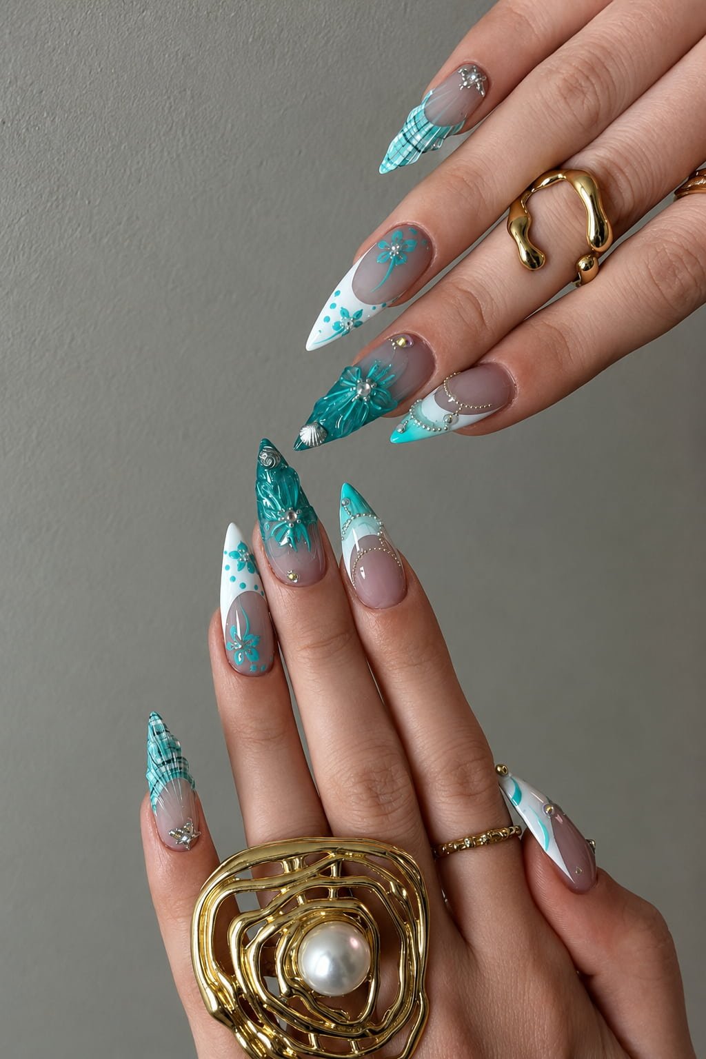 Pink Butterfly Garden Beachy Nail Design