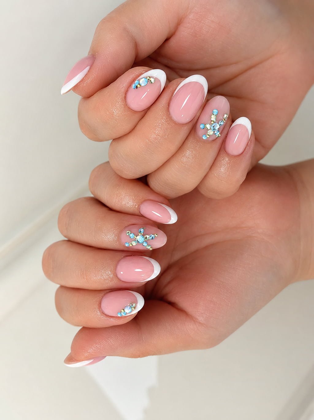 Pink French Starfish Beachy Nail Art