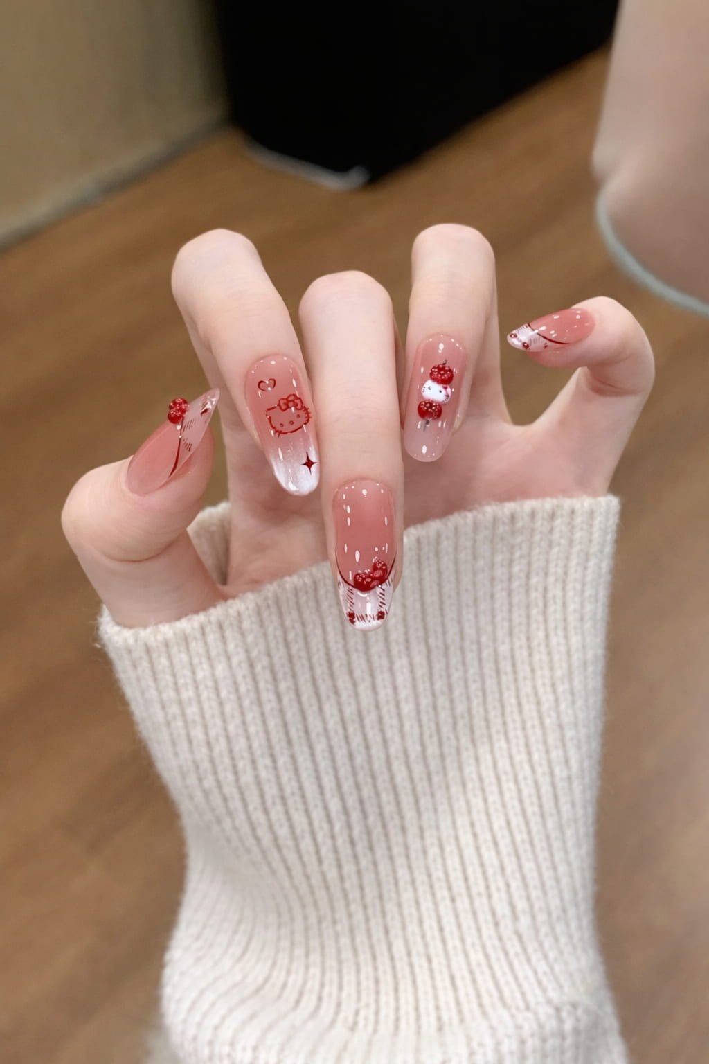 Red Jelly Hello Kitty Nail Art