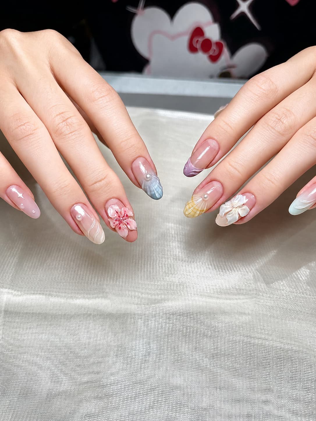 Tropical Blossom Beachy Nail Art