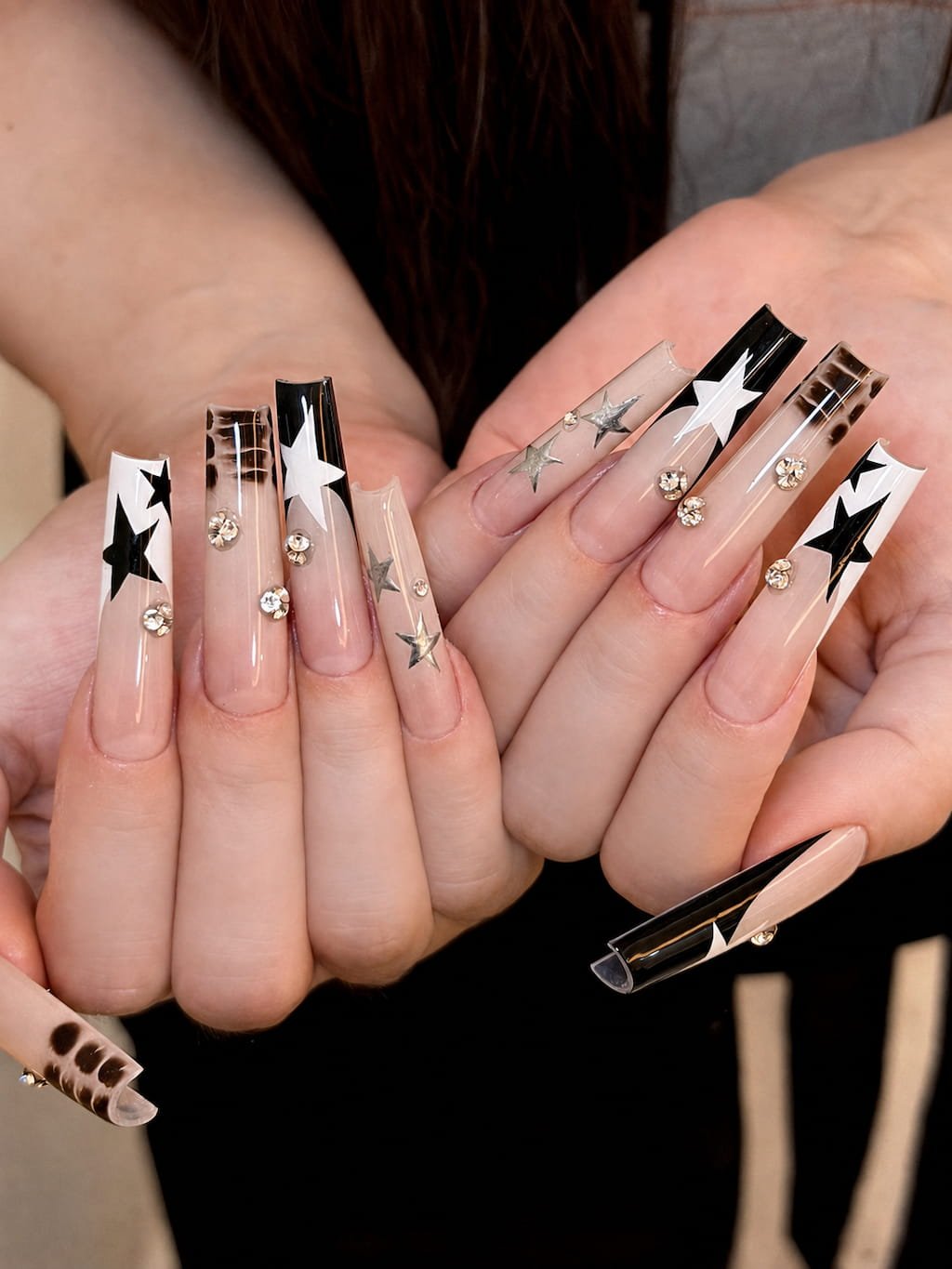 White French Tip Summer Nail Design with 3D Shell Accent