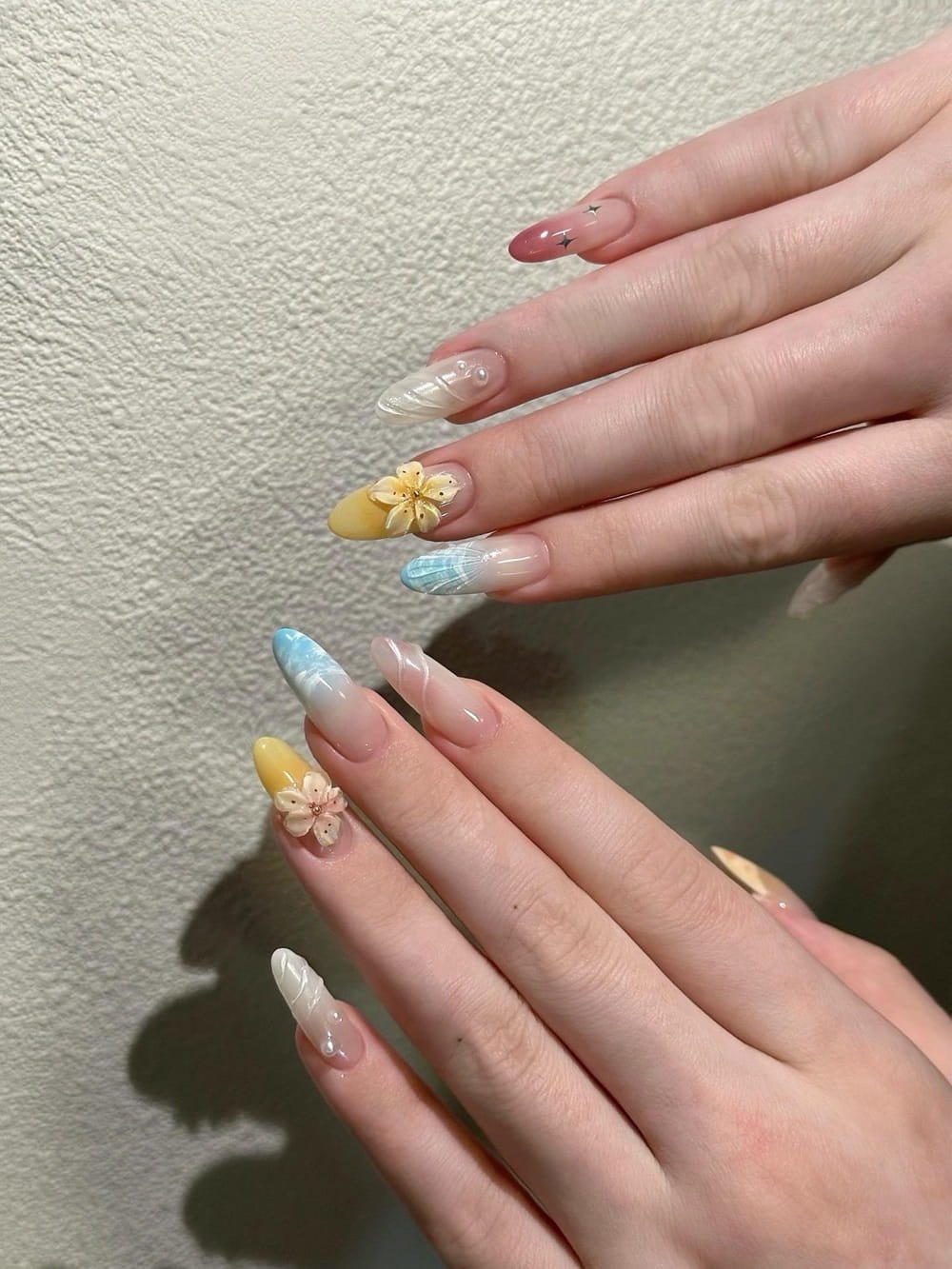 Yellow Flower Beachy Nail Art